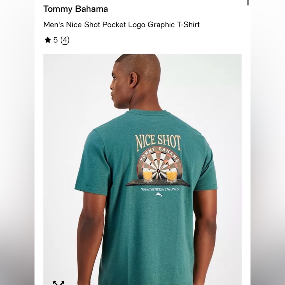 Tommy Bahama Green 'Nice Shot' Dartboard Graphic Cotton Tee men’s 4xlb - EUC